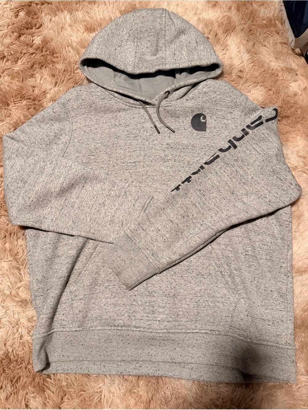 Carhartt Heather Gray Pullover Hoodie with Logo Sleeve